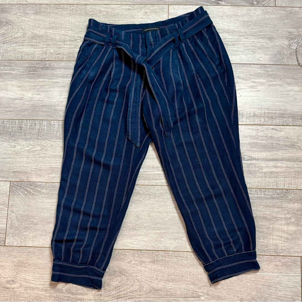 Banana Republic Blue and White Striped Trousers
